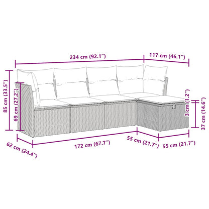 5-tlg. Garten-Sofagarnitur mit Kissen Beige Poly Rattan
