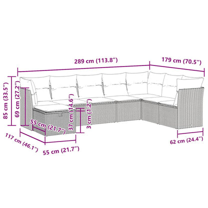 8-tlg. Garten-Sofagarnitur mit Kissen Beige Poly Rattan
