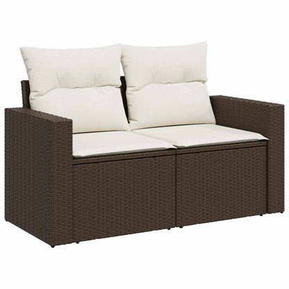 4-tlg. Garten-Sofagarnitur mit Kissen Braun Poly Rattan