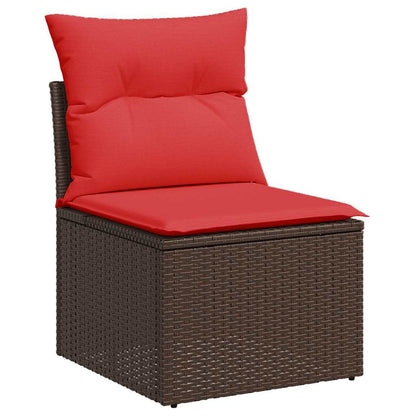 6-tlg. Garten-Sofagarnitur mit Kissen Braun Poly Rattan