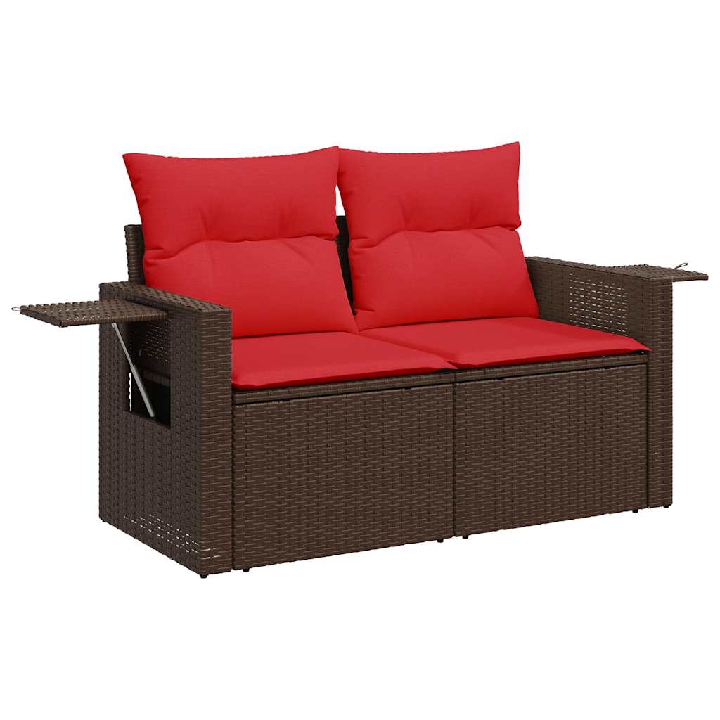 4-tlg. Garten-Sofagarnitur mit Kissen Braun Poly Rattan