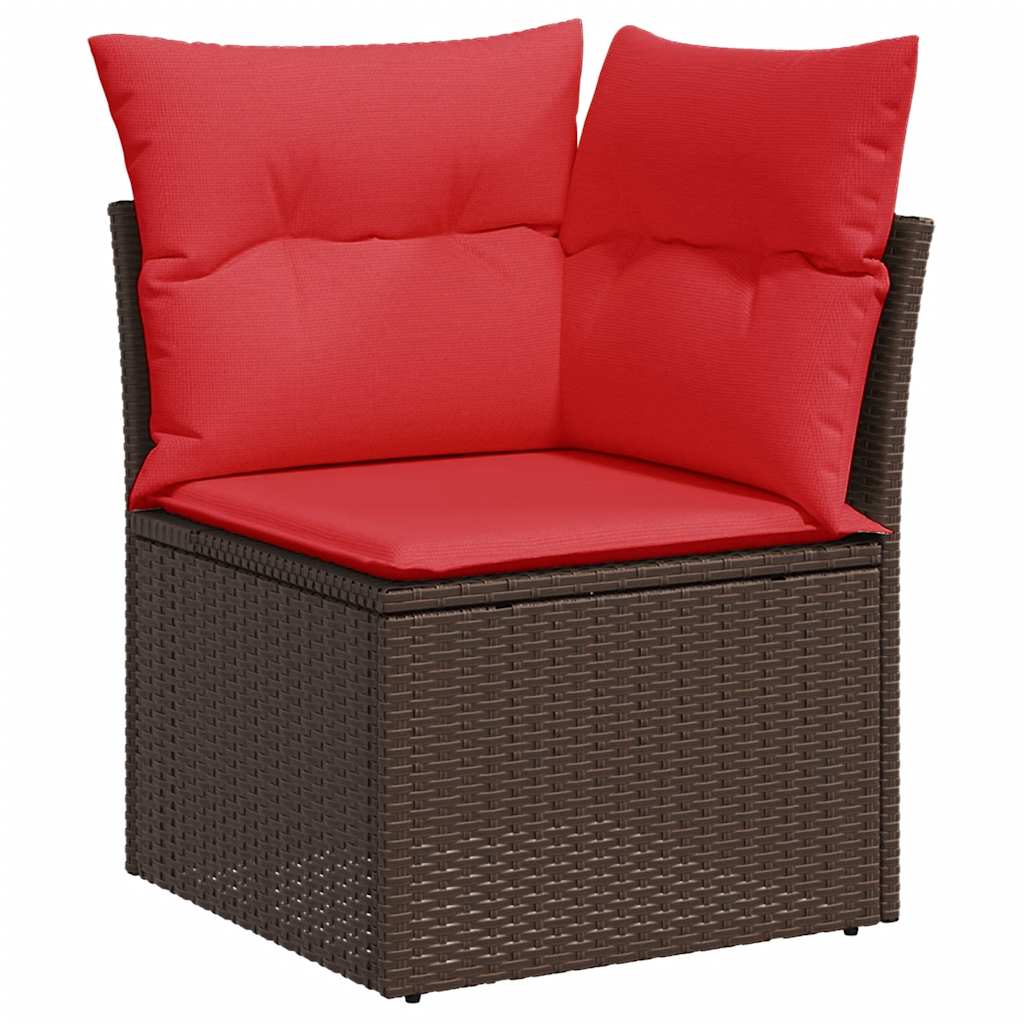 8-tlg. Garten-Sofagarnitur mit Kissen Braun Poly Rattan
