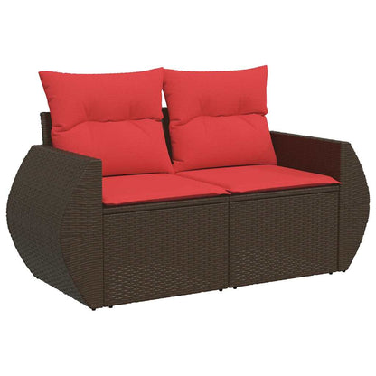 4-tlg. Garten-Sofagarnitur mit Kissen Braun Poly Rattan