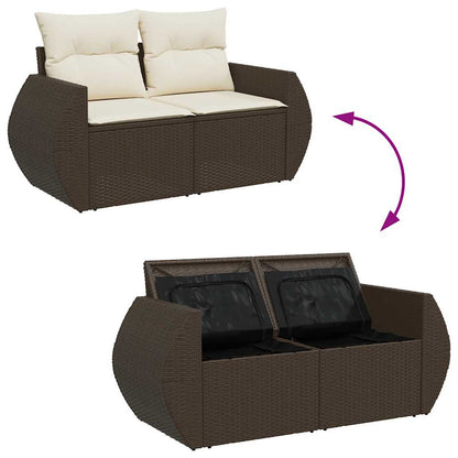 6-tlg. Garten-Sofagarnitur mit Kissen Braun Poly Rattan