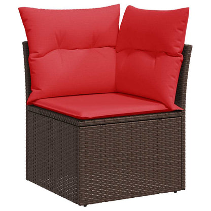 6-tlg. Garten-Sofagarnitur mit Kissen Braun Poly Rattan