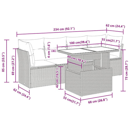 5-tlg. Garten-Sofagarnitur mit Kissen Beige Poly Rattan