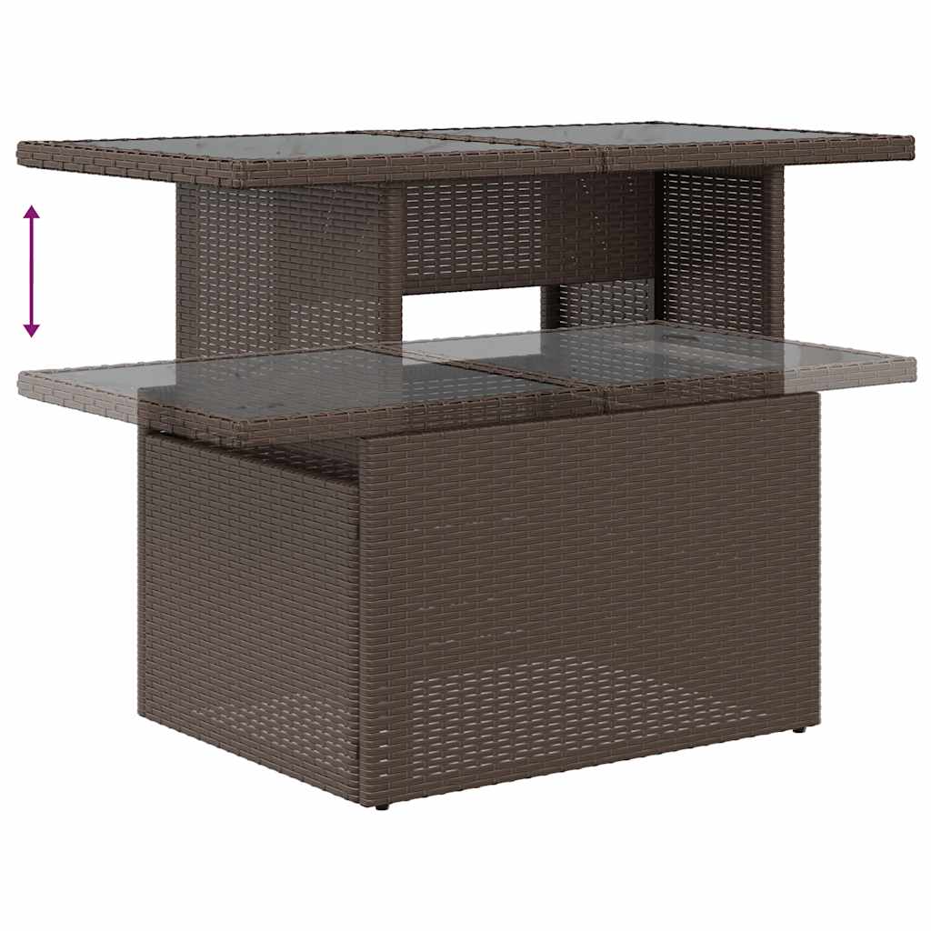 5-tlg. Garten-Sofagarnitur mit Kissen Braun Poly Rattan Akazie