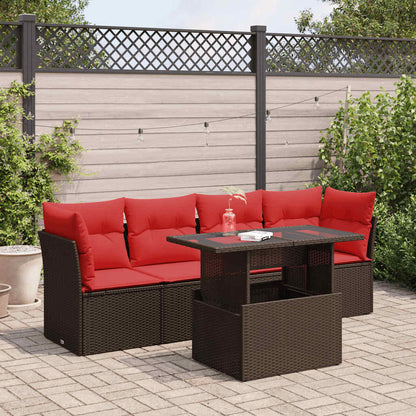 5-tlg. Garten-Sofagarnitur mit Kissen Braun Poly Rattan Akazie