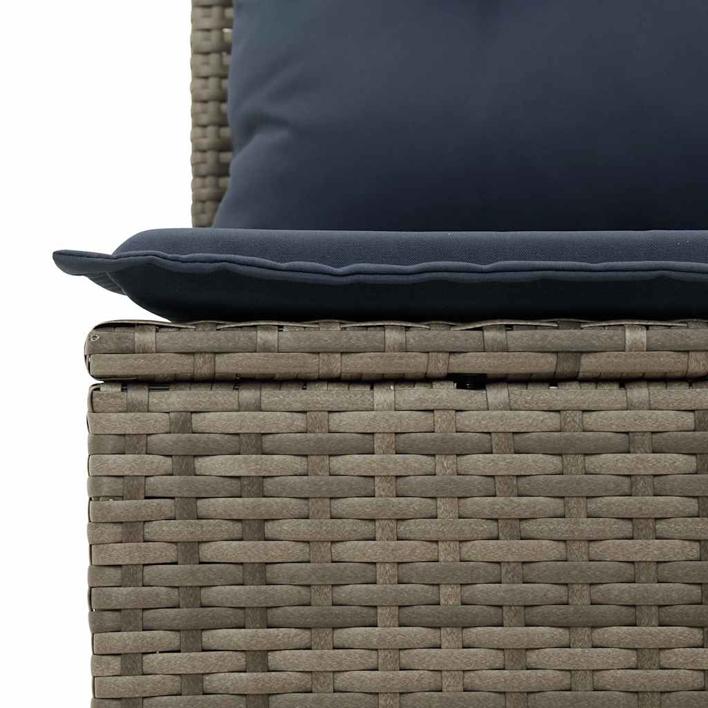 8-tlg. Garten-Sofagarnitur mit Kissen Grau Poly Rattan Akazie
