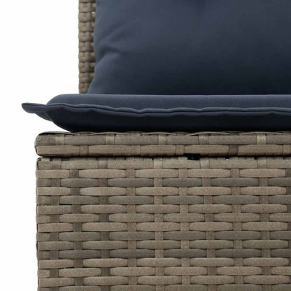 5-tlg. Garten-Sofagarnitur mit Kissen Grau Poly Rattan Akazie