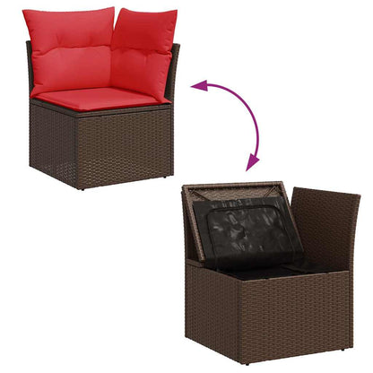 5-tlg. Garten-Sofagarnitur mit Kissen Braun Poly Rattan Akazie
