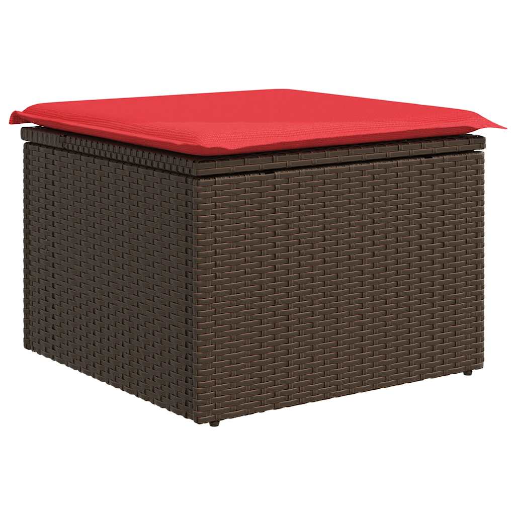 9-tlg. Garten-Sofagarnitur mit Kissen Braun Poly Rattan Akazie