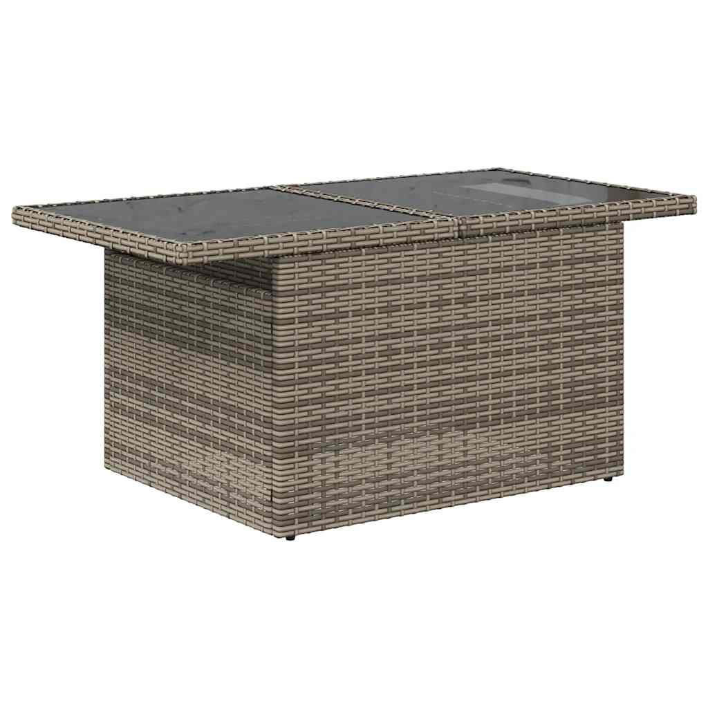 11-tlg. Garten-Sofagarnitur mit Kissen Grau Poly Rattan Akazie