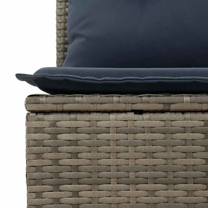 11-tlg. Garten-Sofagarnitur mit Kissen Grau Poly Rattan Akazie