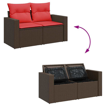 6-tlg. Garten-Sofagarnitur mit Kissen Braun Poly Rattan Akazie