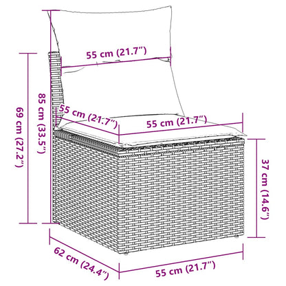 6-tlg. Garten-Sofagarnitur mit Kissen Schwarz Poly Rattan