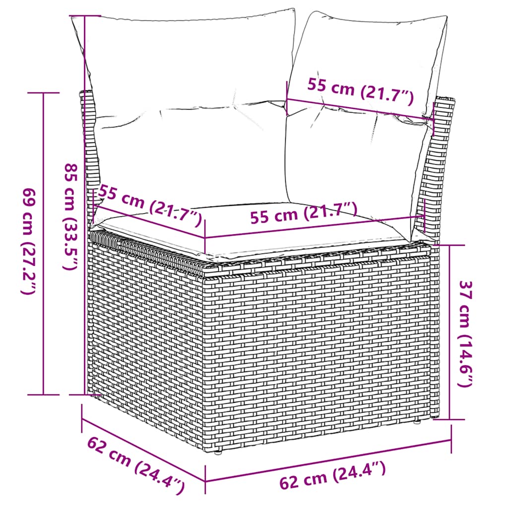 6-tlg. Garten-Sofagarnitur mit Kissen Schwarz Poly Rattan