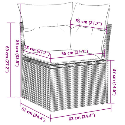 6-tlg. Garten-Sofagarnitur mit Kissen Schwarz Poly Rattan