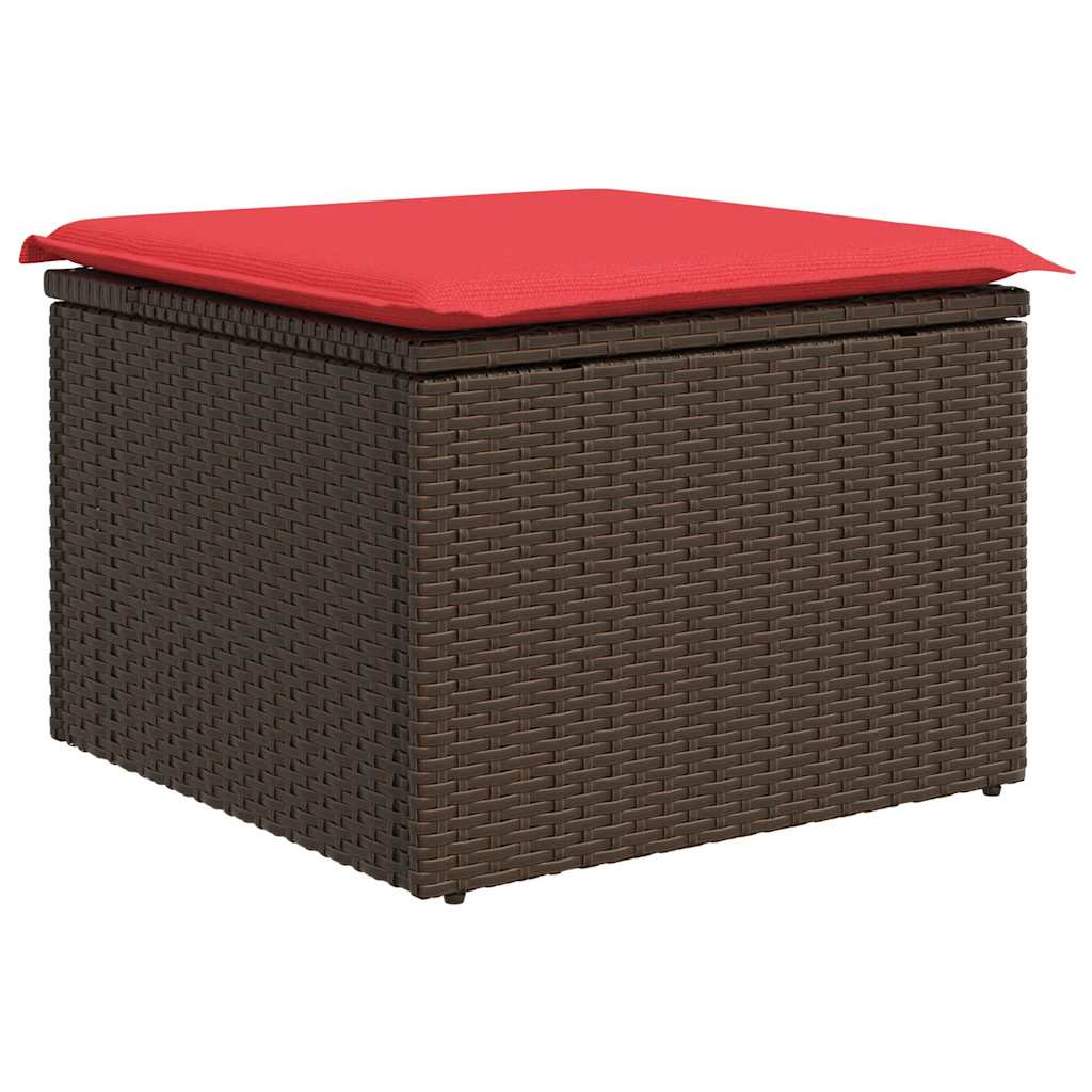 6-tlg. Garten-Sofagarnitur mit Kissen Braun Poly Rattan Akazie