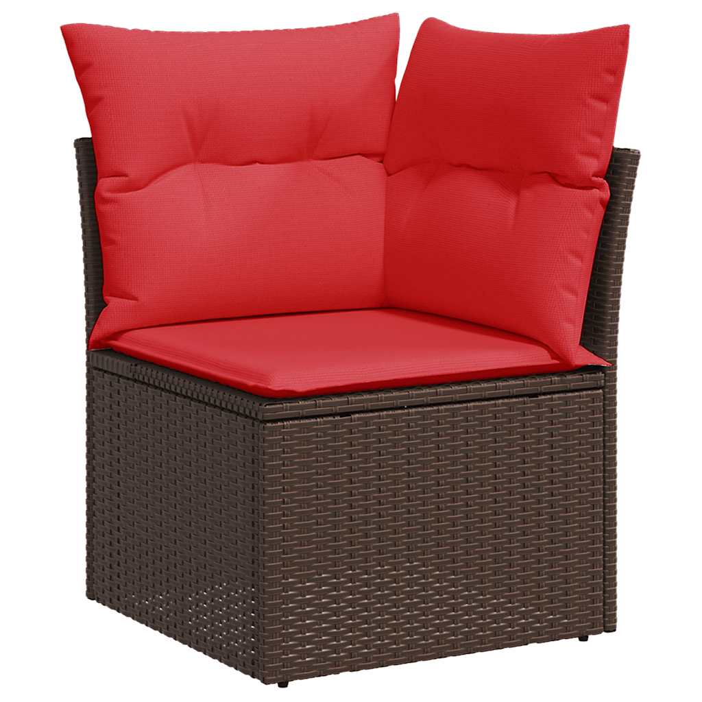 5-tlg. Garten-Sofagarnitur mit Kissen Braun Poly Rattan Akazie