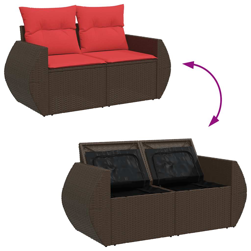6-tlg. Garten-Sofagarnitur mit Kissen Braun Poly Rattan Akazie