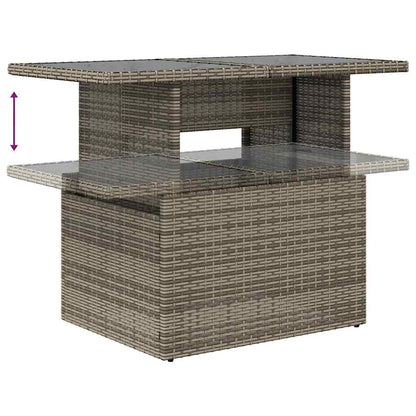 8-tlg. Garten-Sofagarnitur mit Kissen Grau Poly Rattan Akazie
