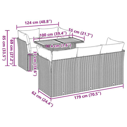 6-tlg. Garten-Sofagarnitur mit Kissen Beige Poly Rattan