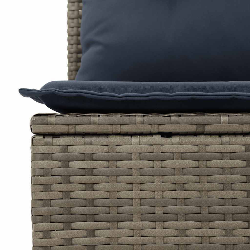 8-tlg. Garten-Sofagarnitur mit Kissen Grau Poly Rattan
