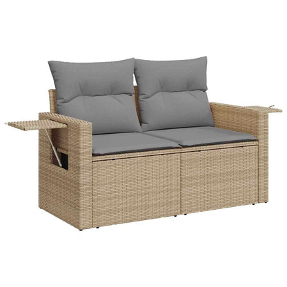 9-delt sæt Havesofasæt med puder Beige polyrattan