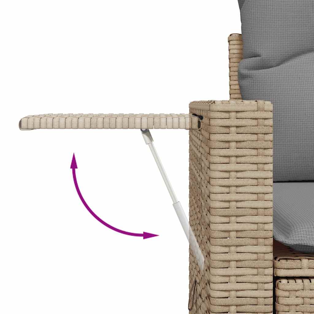 9-delt sæt Havesofasæt med puder Beige polyrattan