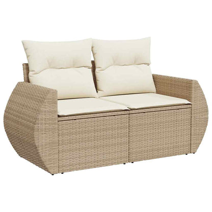 9-delt sæt Havesofasæt med puder Beige polyrattan