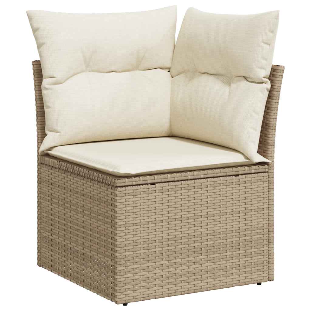9-delt sæt Havesofasæt med puder Beige polyrattan