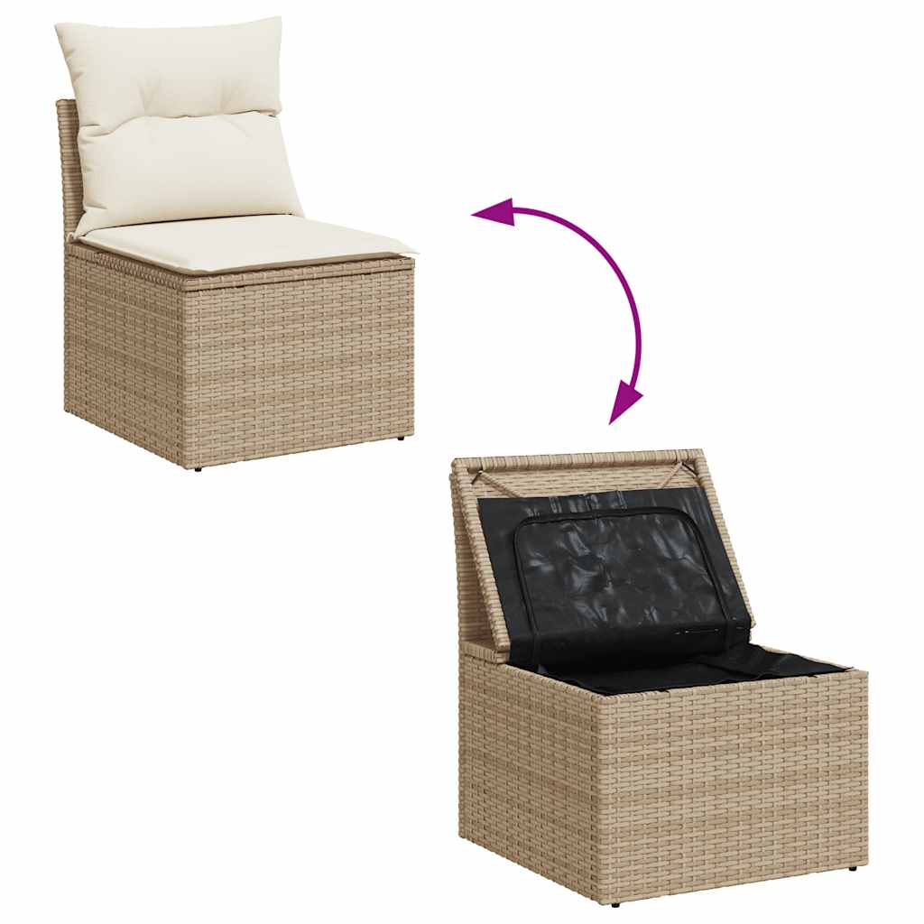 9-delt sæt Havesofasæt med puder Beige polyrattan