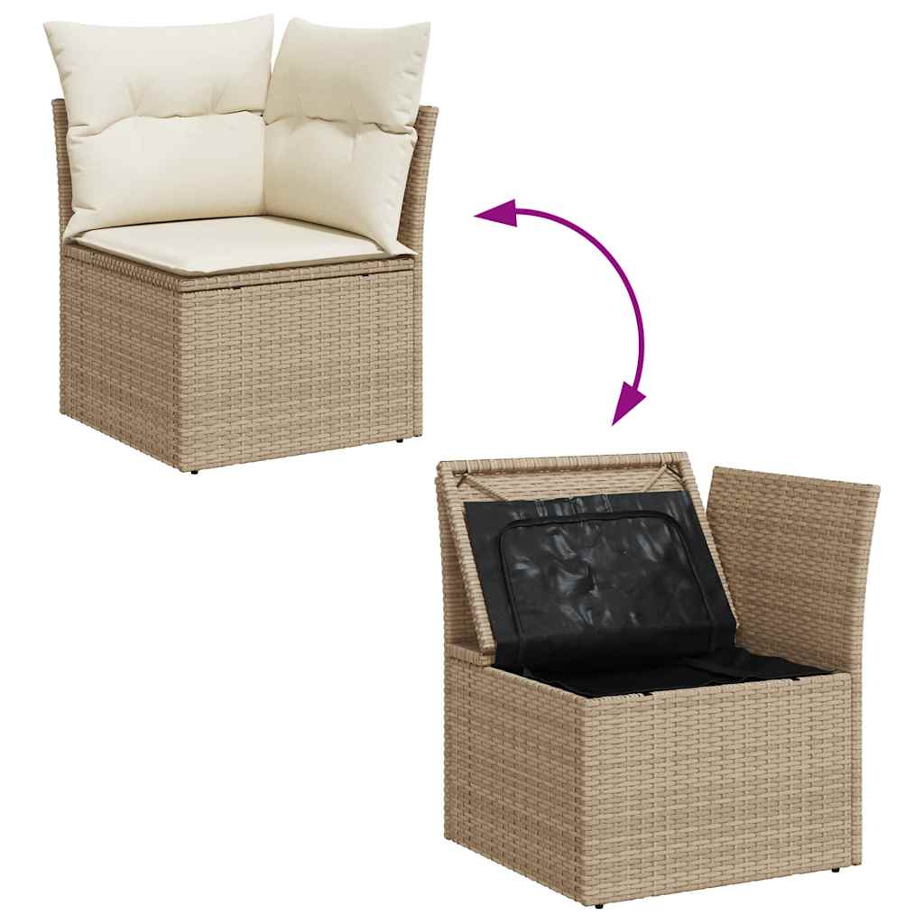 9-delt sæt Havesofasæt med puder Beige polyrattan
