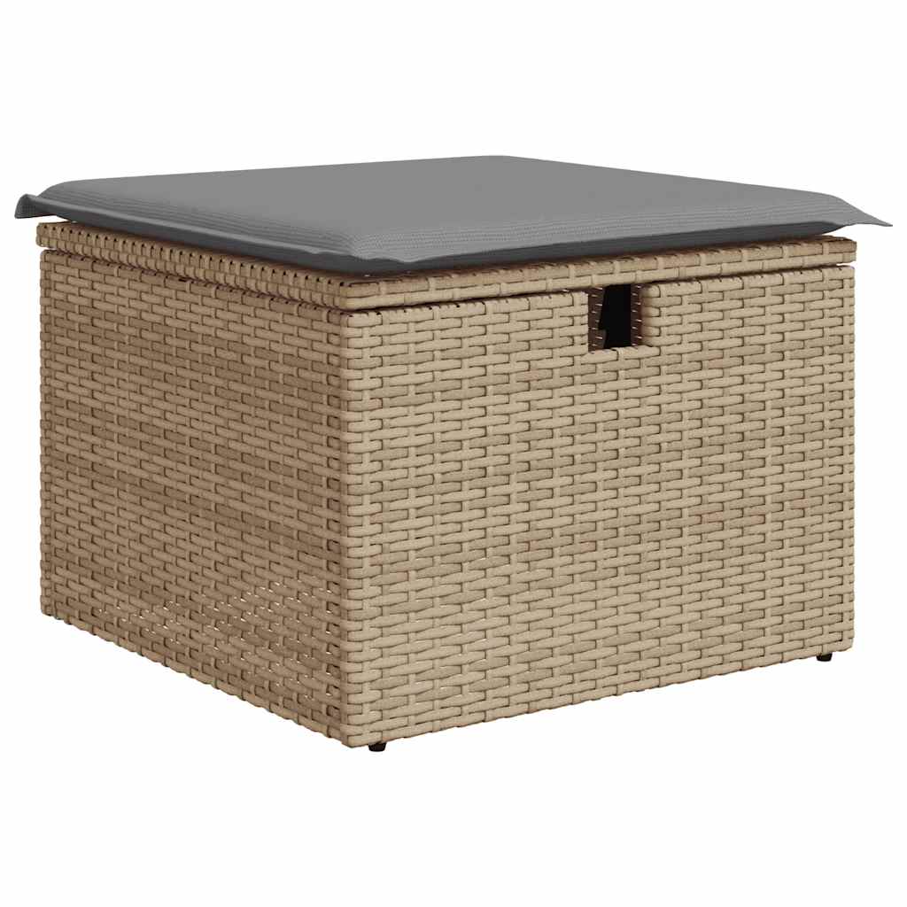 9-delt sæt Havesofasæt med puder Beige polyrattan