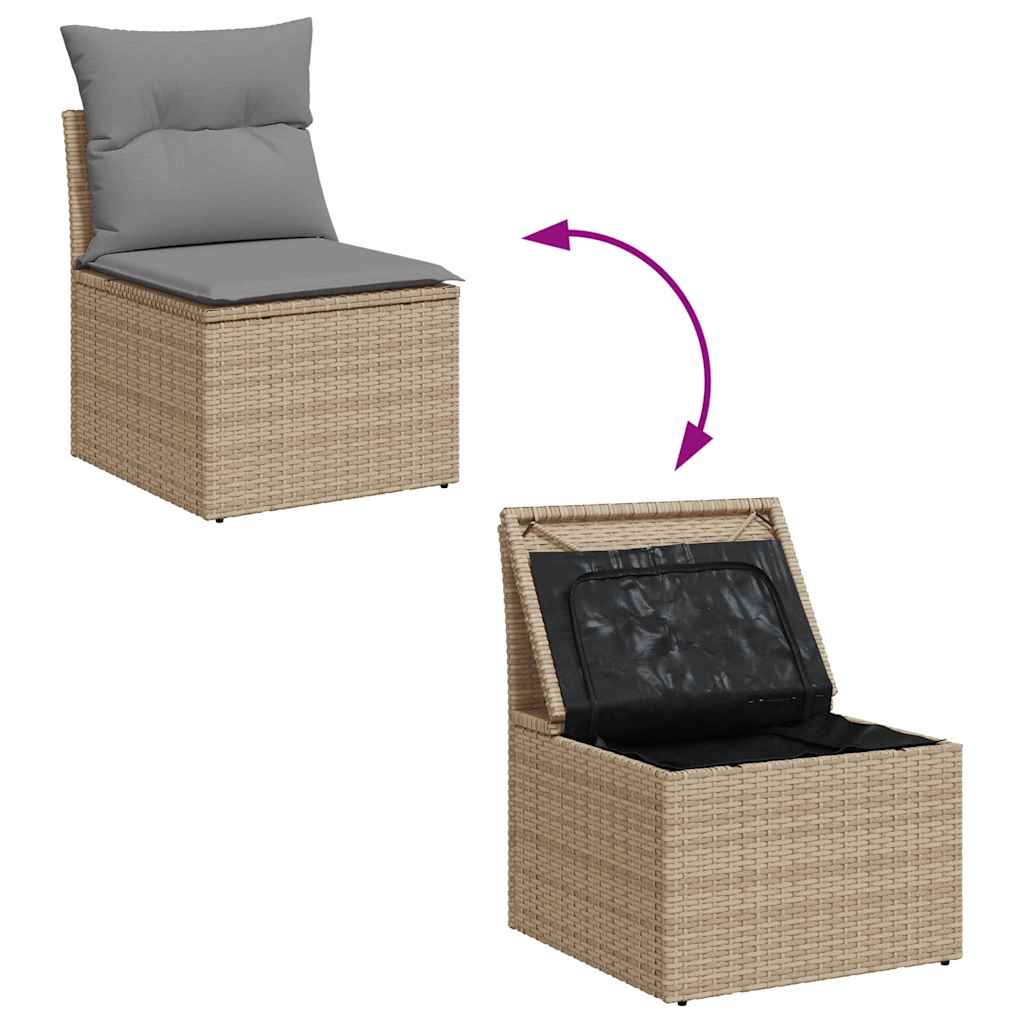 9-delt sæt Havesofasæt med puder Beige polyrattan