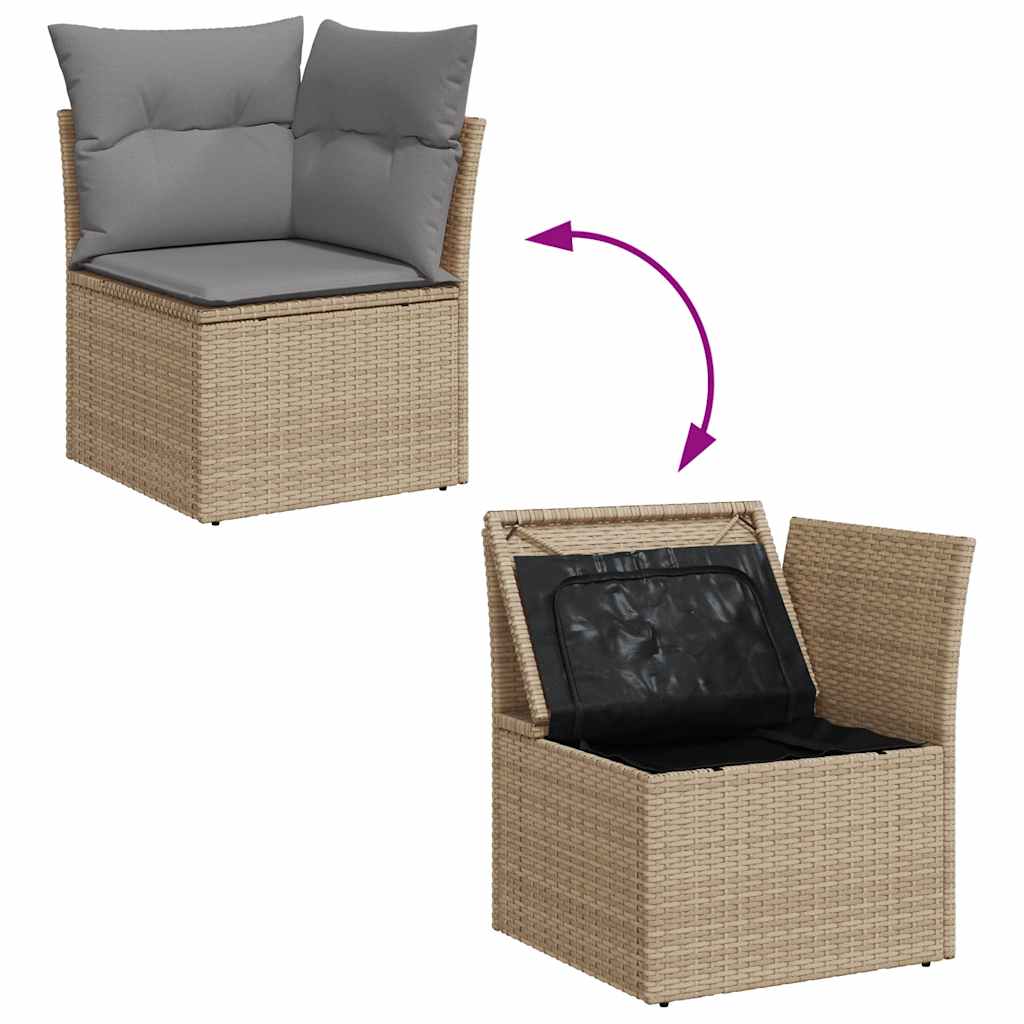 9-delt sæt Havesofasæt med puder Beige polyrattan