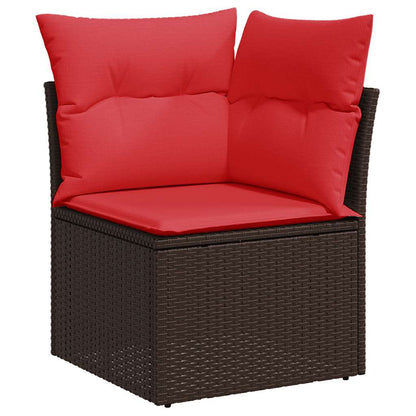9-tlg. Garten-Sofagarnitur mit Kissen Schwarz Poly Rattan