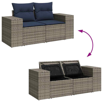 6-tlg. Garten-Sofagarnitur mit Kissen Braun Poly Rattan Akazie