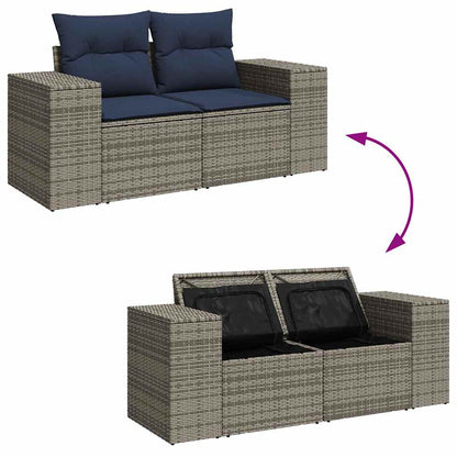 8-tlg. Garten-Sofagarnitur mit Kissen Braun Poly Rattan Akazie