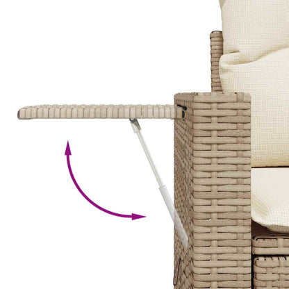 6-tlg. Garten-Sofagarnitur mit Kissen Beige Poly Rattan Akazie