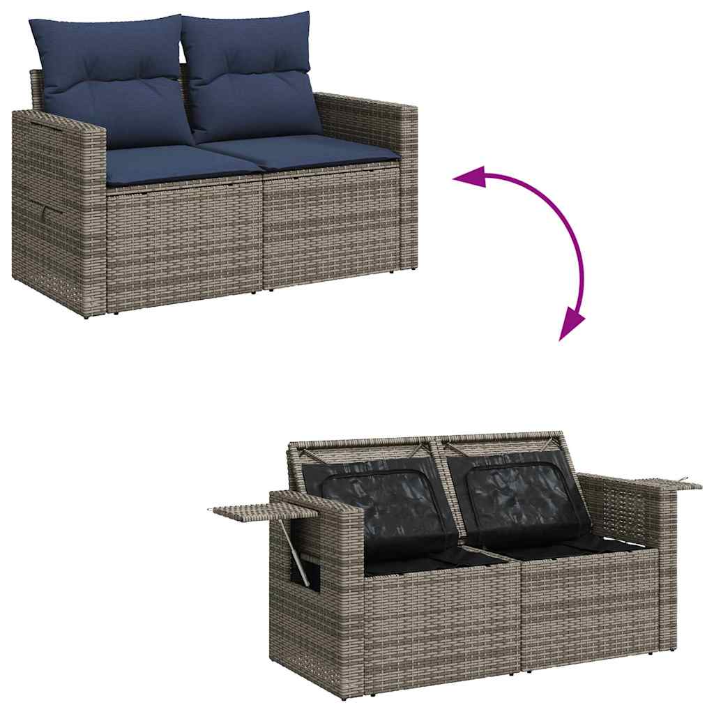 8-tlg. Garten-Sofagarnitur mit Kissen Braun Poly Rattan Akazie