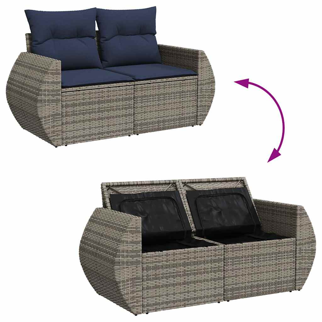 6-tlg. Garten-Sofagarnitur mit Kissen Schwarz Poly Rattan