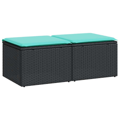 2-tlg. Garten-Sofagarnitur mit Kissen Schwarz Poly Rattan