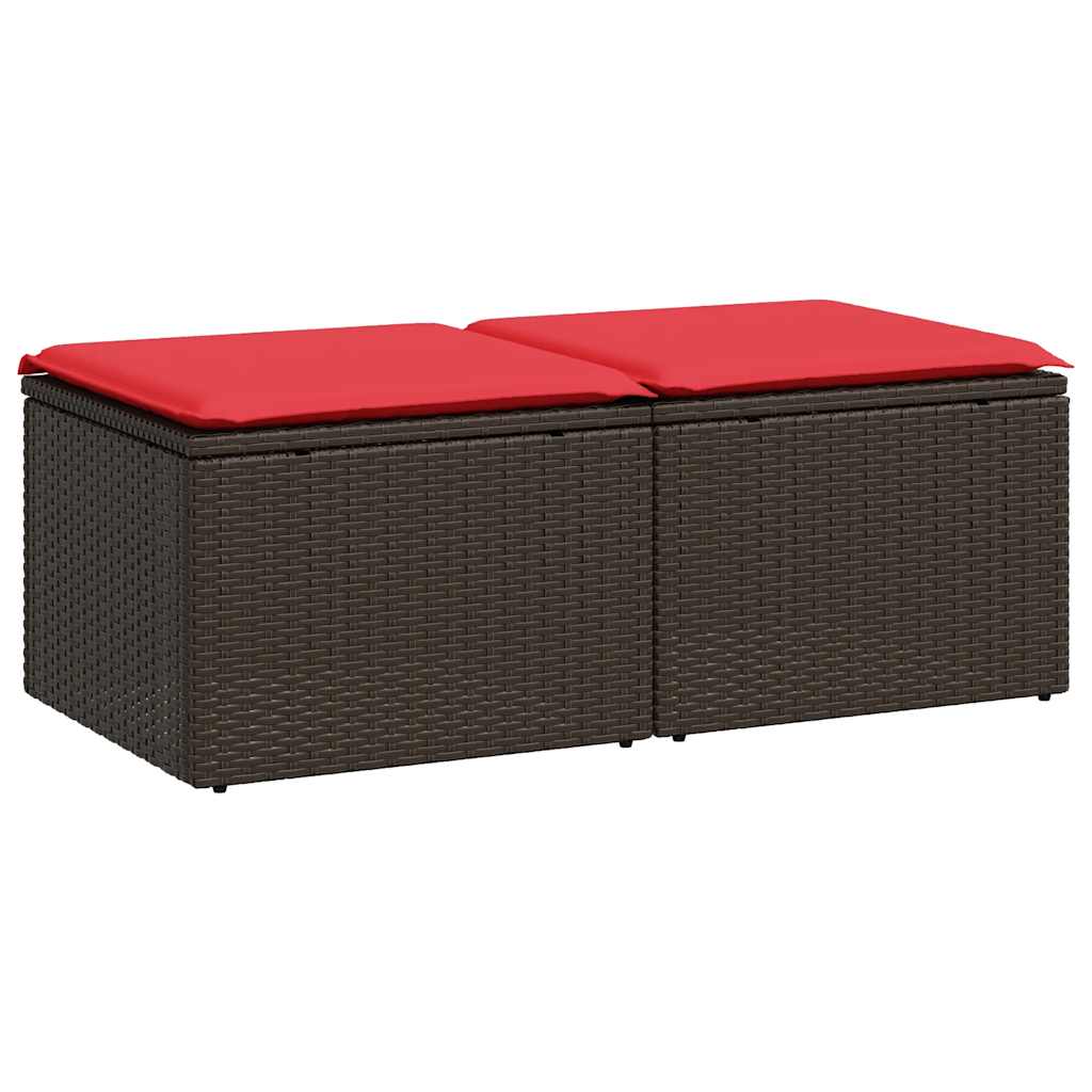 2-tlg. Garten-Sofagarnitur mit Kissen Braun Poly Rattan Akazie