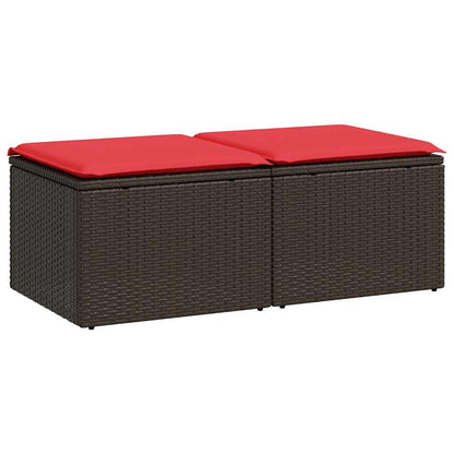 2-tlg. Garten-Sofagarnitur mit Kissen Braun Poly Rattan Akazie