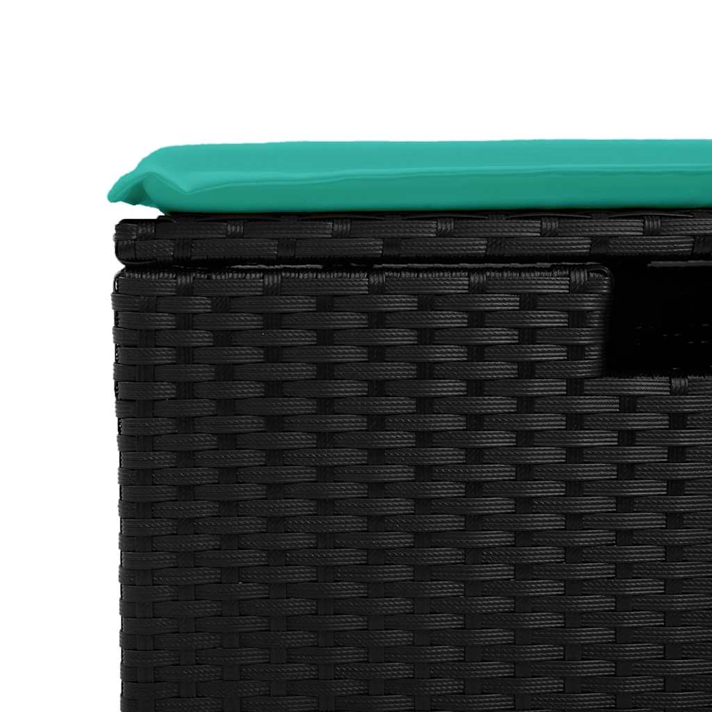 2-tlg. Garten-Sofagarnitur mit Kissen Schwarz Poly Rattan