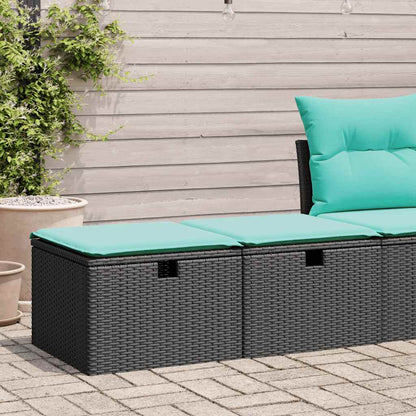 2-tlg. Garten-Sofagarnitur mit Kissen Schwarz Poly Rattan