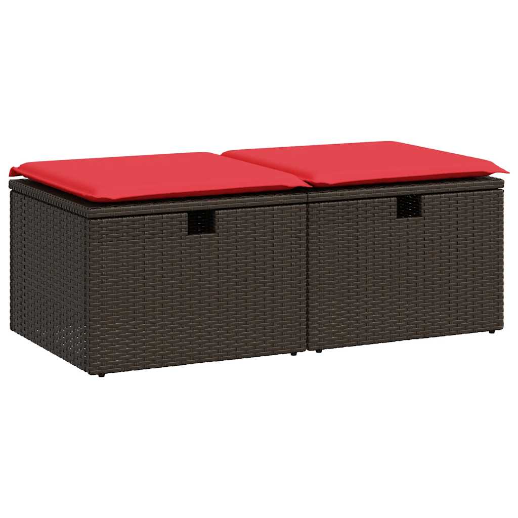 2-tlg. Garten-Sofagarnitur mit Kissen Braun Poly Rattan Akazie