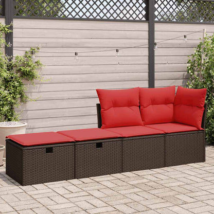2-tlg. Garten-Sofagarnitur mit Kissen Braun Poly Rattan Akazie